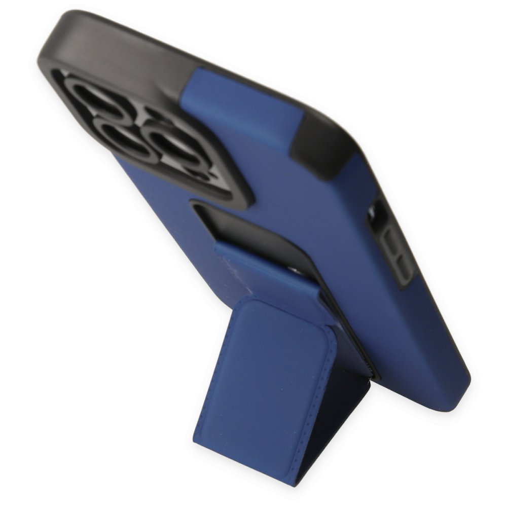 iPhone 14 Pro Kılıf Mega Standlı Silikon - Mavi  iPhone 14 Pro Kılıf Mega Standlı Silikon - Mavi