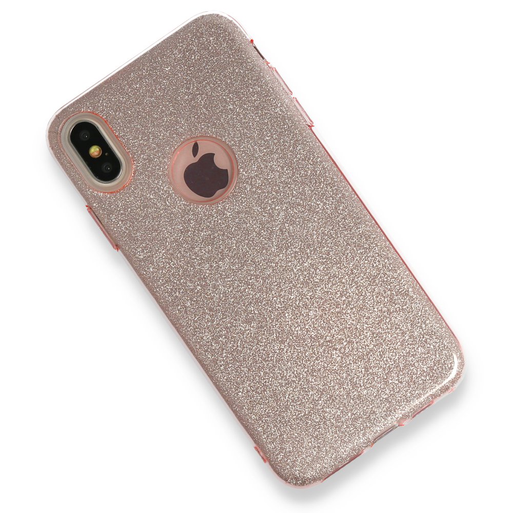 iPhone XS Max Kılıf Simli Katmanlı Silikon - Rose iPhone XS Max Kılıf Simli Katmanlı Silikon - Rose