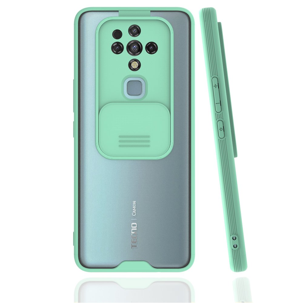 Tecno Camon 16 Kılıf Platin Kamera Koruma Silikon - Açık Yeşil  Tecno Camon 16 Kılıf Platin Kamera Koruma Silikon - Açık Yeşil