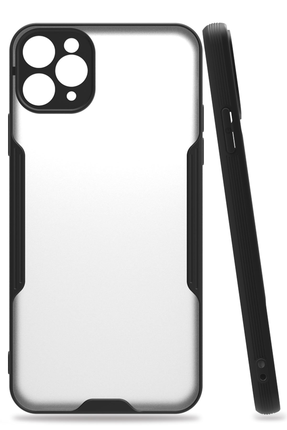  iPhone 11 Pro Max Kılıf Platin Silikon - Siyah