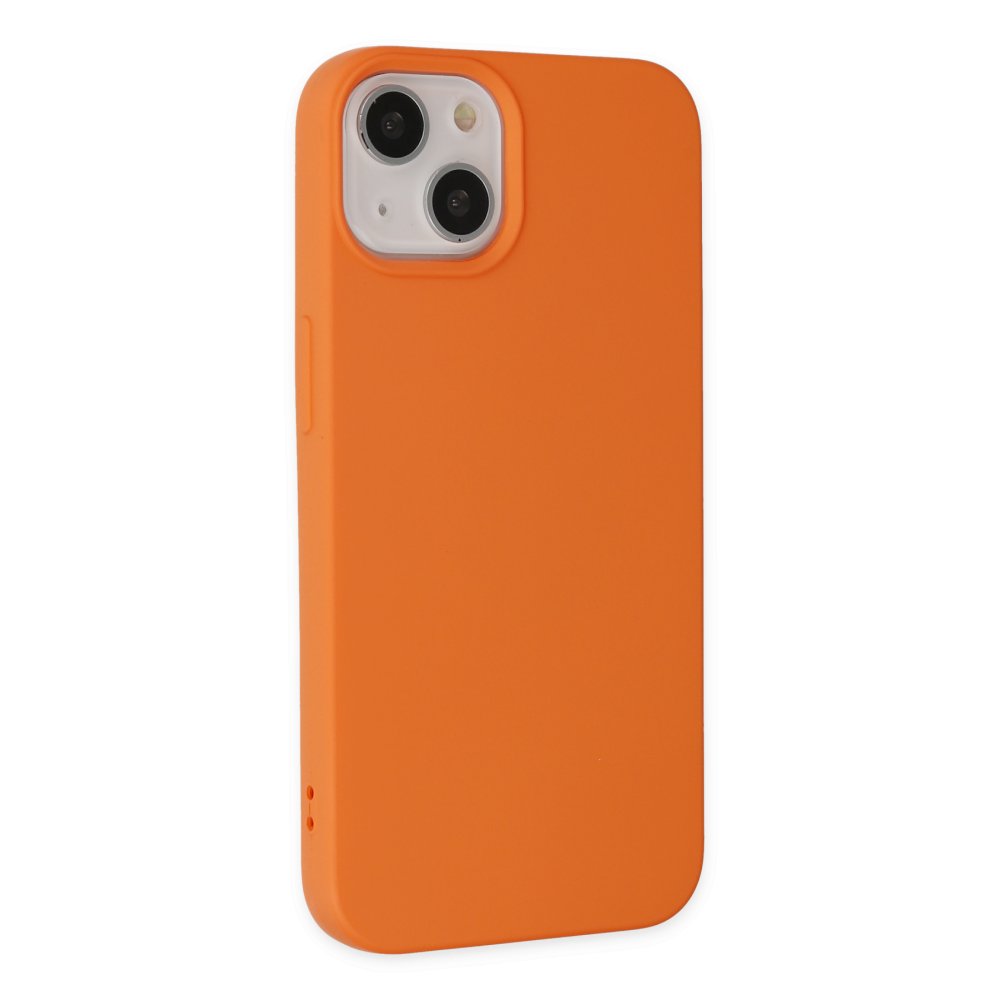 iPhone 14 Kılıf Nano içi Kadife Silikon - Turuncu iPhone 14 Kılıf Nano içi Kadife Silikon - Turuncu