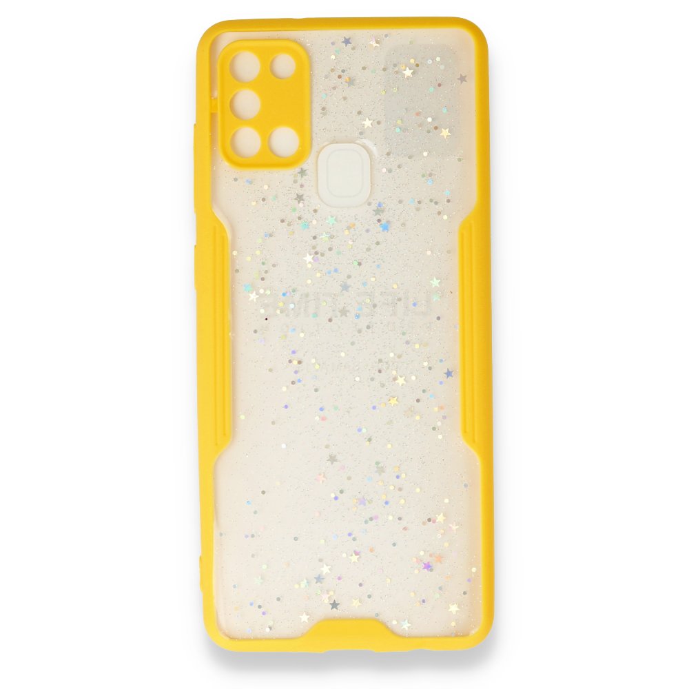  Samsung Galaxy A21S Kılıf Platin Simli Silikon - Sarı
