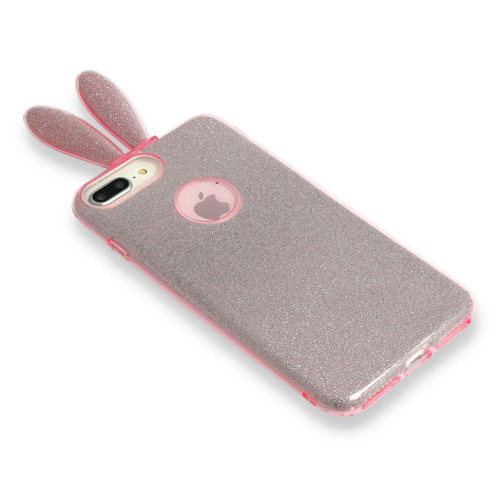 Samsung Galaxy S10E Kılıf Rabbit Simli Silikon - Pembe Samsung Galaxy S10E Kılıf Rabbit Simli Silikon - Pembe