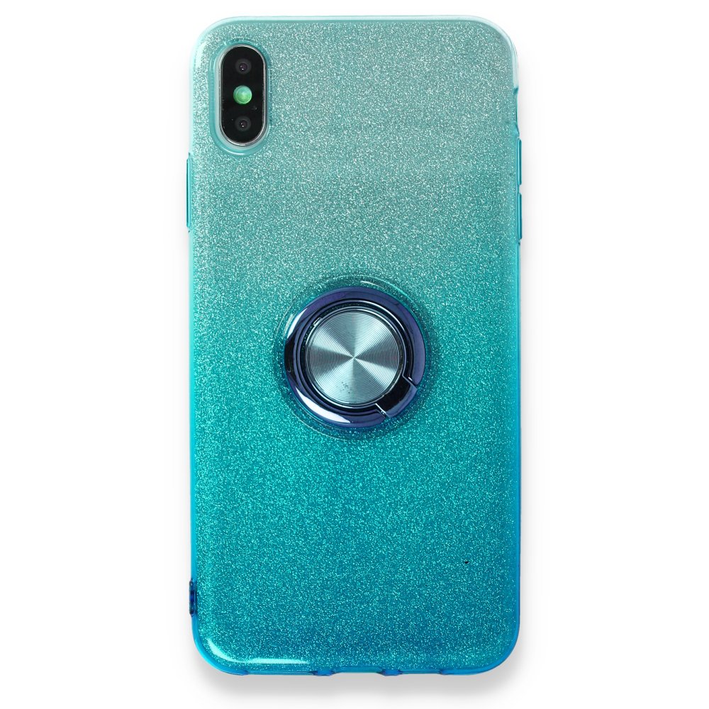  iPhone X Kılıf Simli Yüzüklü Silikon - Turkuaz