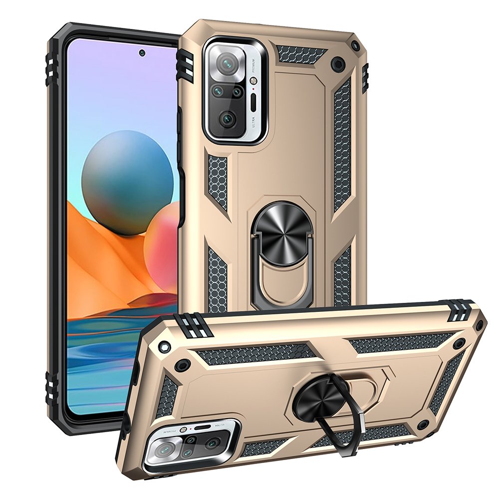 Redmi Note 10 Pro Kılıf Sofya Yüzüklü Silikon Kapak - Gold