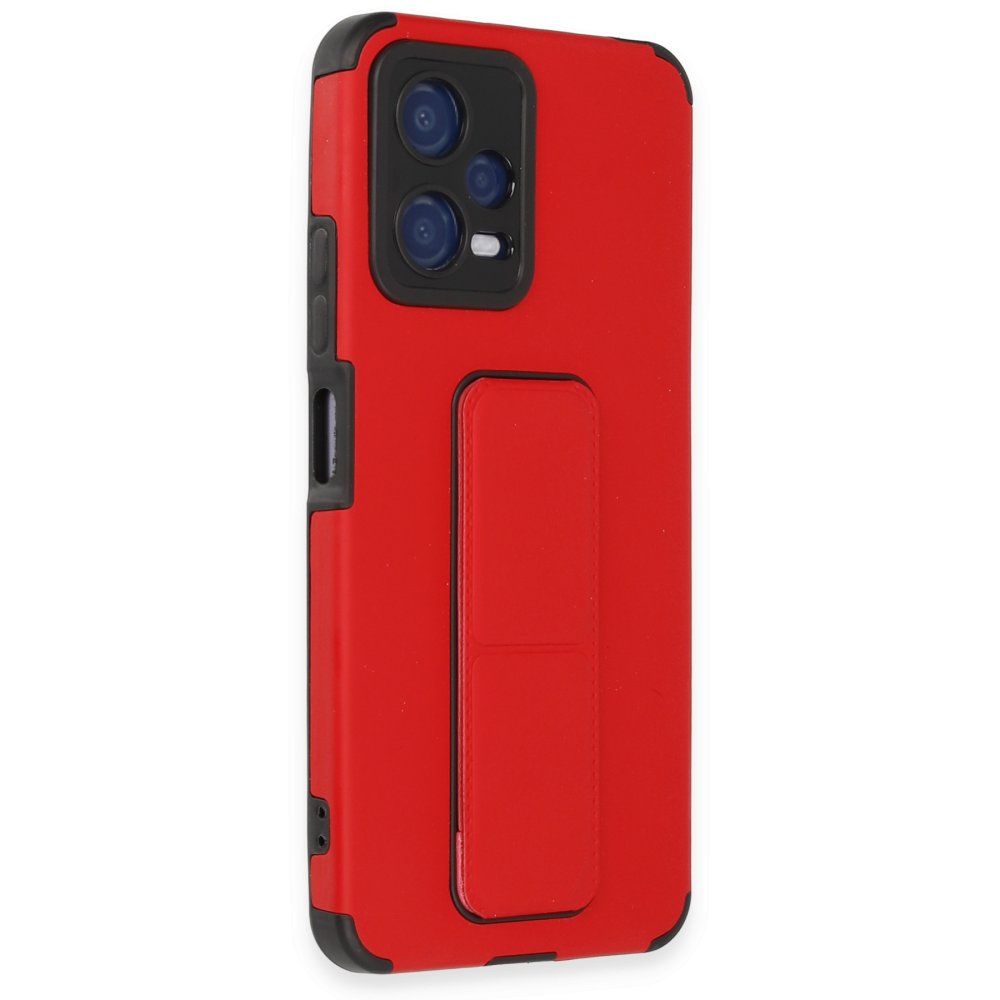  Xiaomi Poco X5 5G Kılıf Mega Standlı Silikon - Kırmızı
