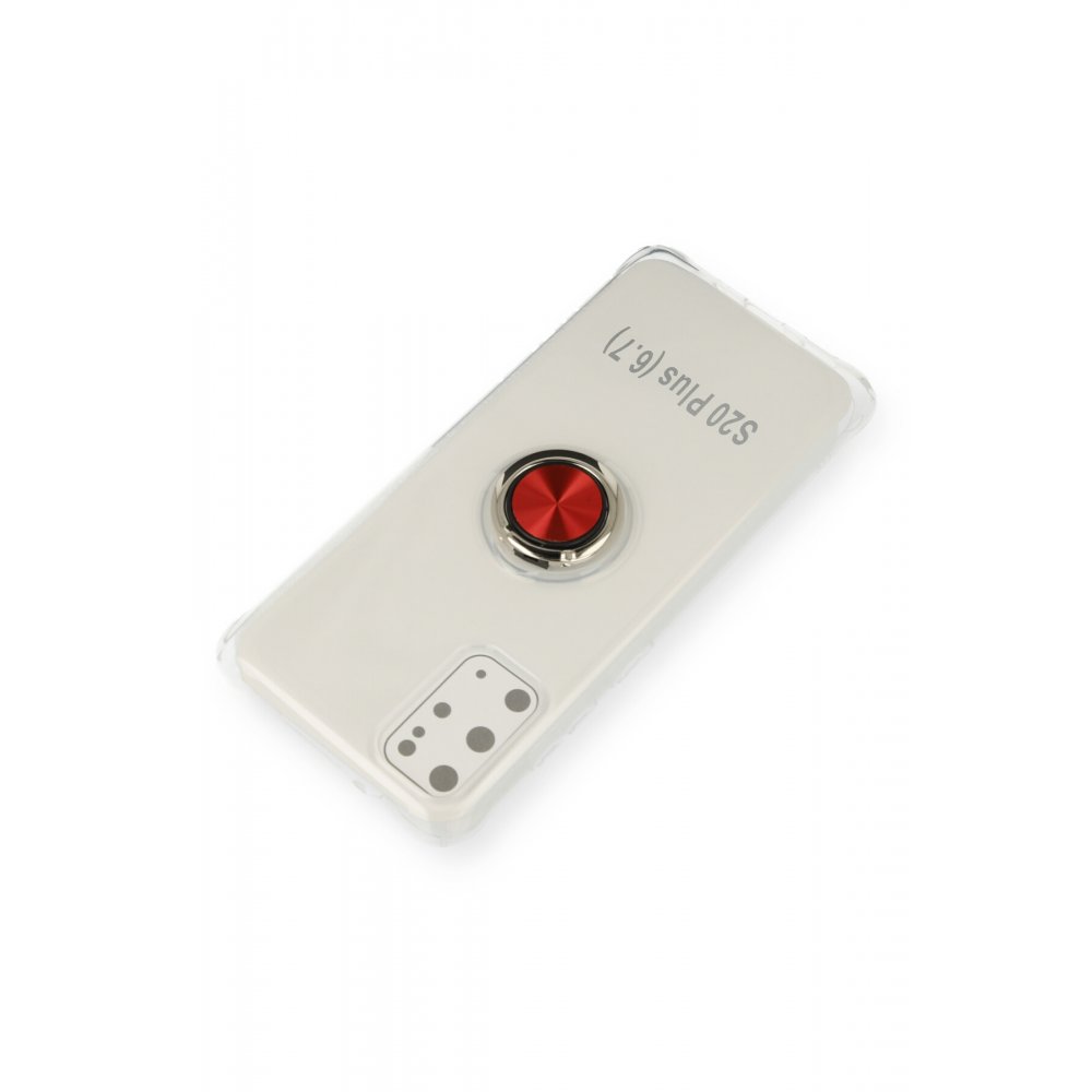  Samsung Galaxy S20 Plus Kılıf Gros Yüzüklü Silikon - Kırmızı