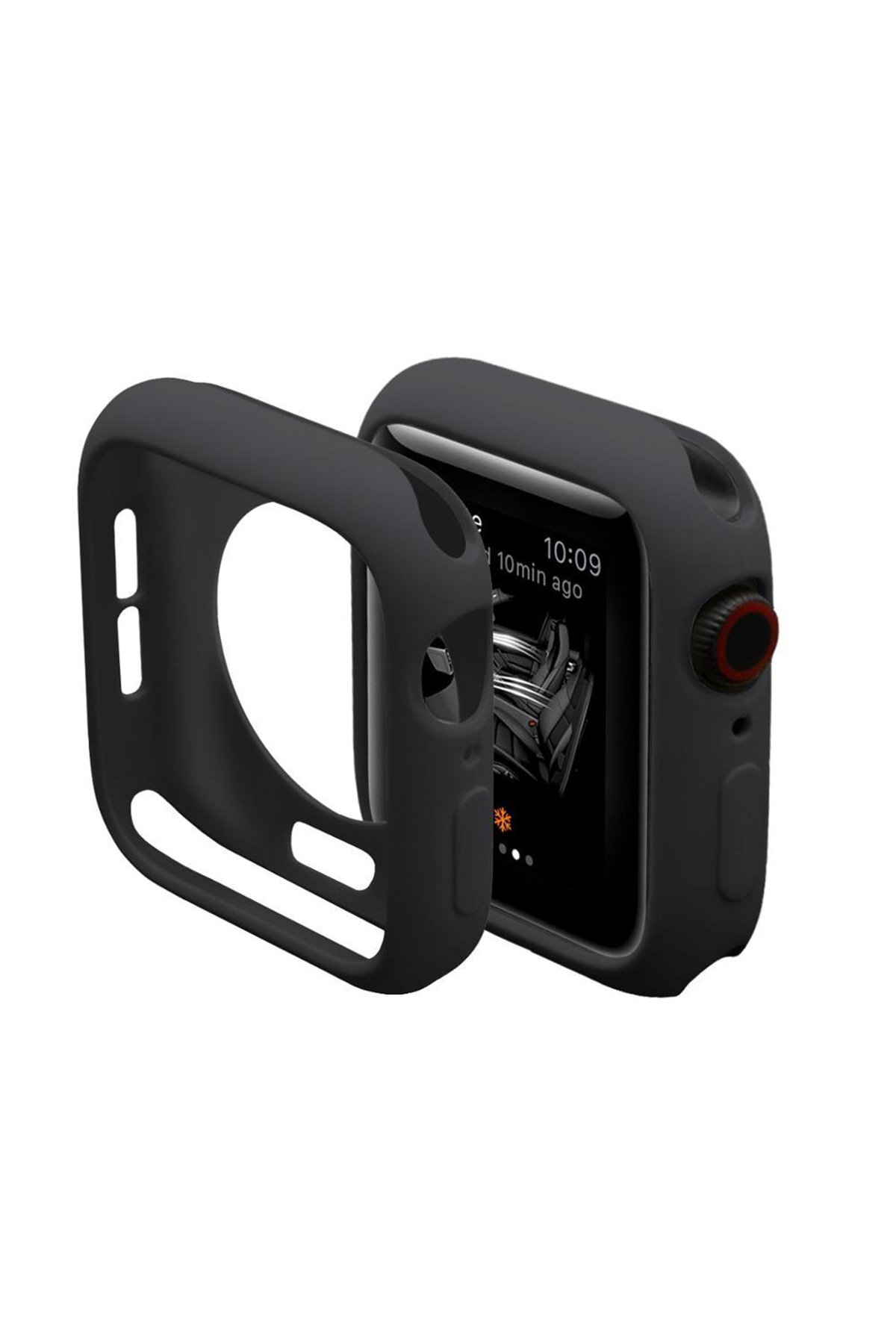 Apple Watch 40mm Silikon Alt Kasa - Siyah Apple Watch 40mm Silikon Alt Kasa - Siyah