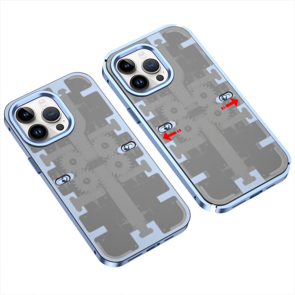  iPhone 14 Pro Kılıf Mekanik Bumper Kapak - Mavi