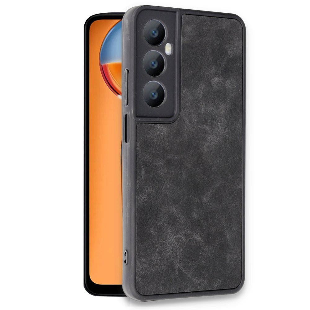 Realme C65 Kılıf Aras Deri Kapak - Siyah Realme C65 Kılıf Aras Deri Kapak - Siyah
