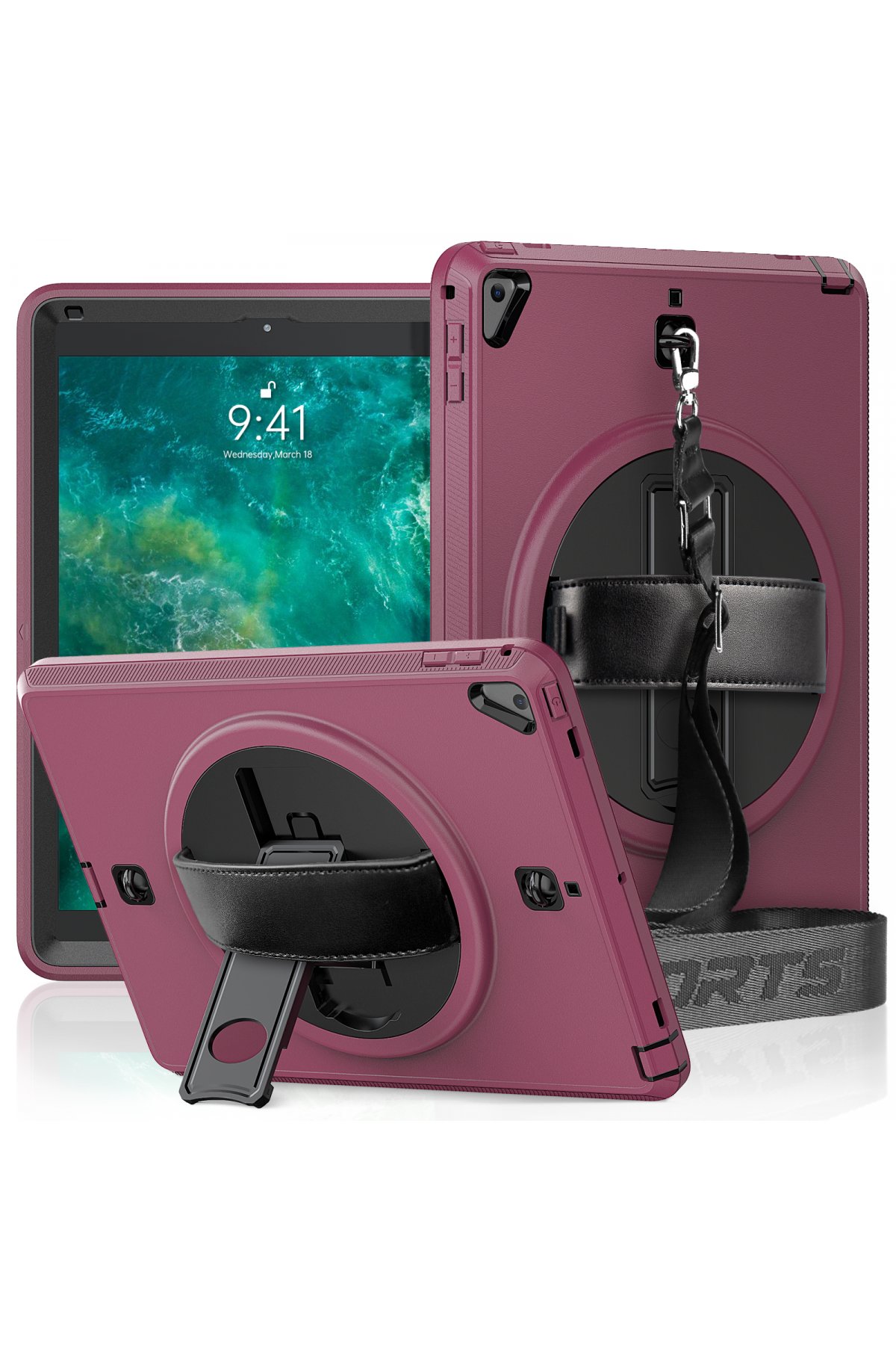  iPad 5 Air 9.7 Kılıf Strap-C Otterbox Tablet Kapak - Mürdüm
