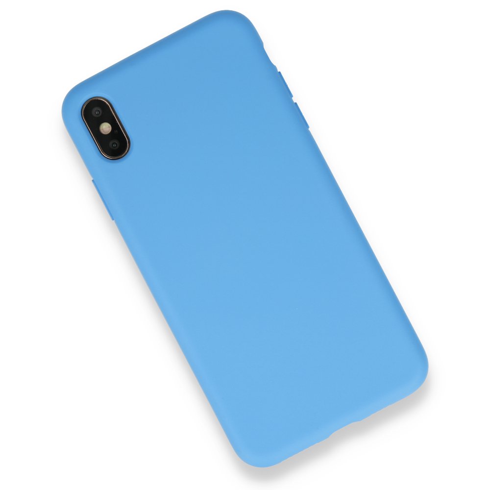 iPhone XS Max Kılıf Nano içi Kadife Silikon - Mavi  iPhone XS Max Kılıf Nano içi Kadife Silikon - Mavi