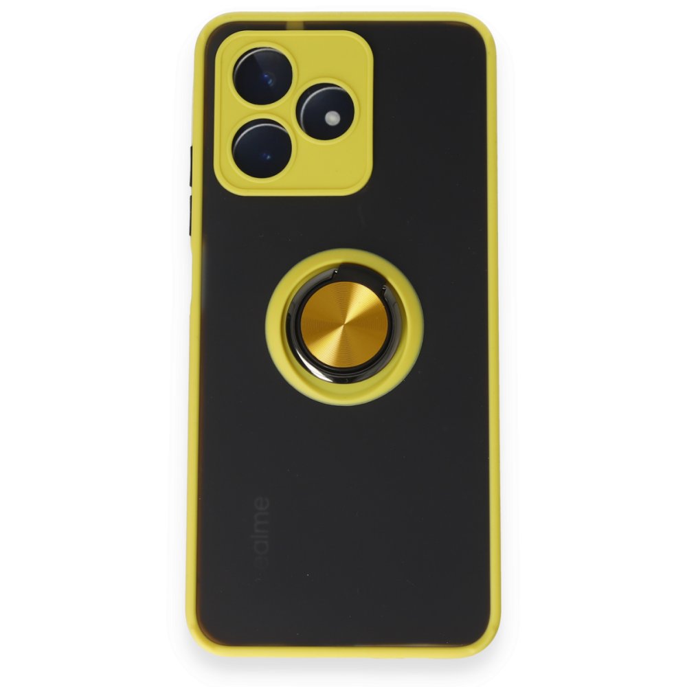 Realme C53 Kılıf Montreal Yüzüklü Silikon Kapak - Sarı Realme C53 Kılıf Montreal Yüzüklü Silikon Kapak - Sarı
