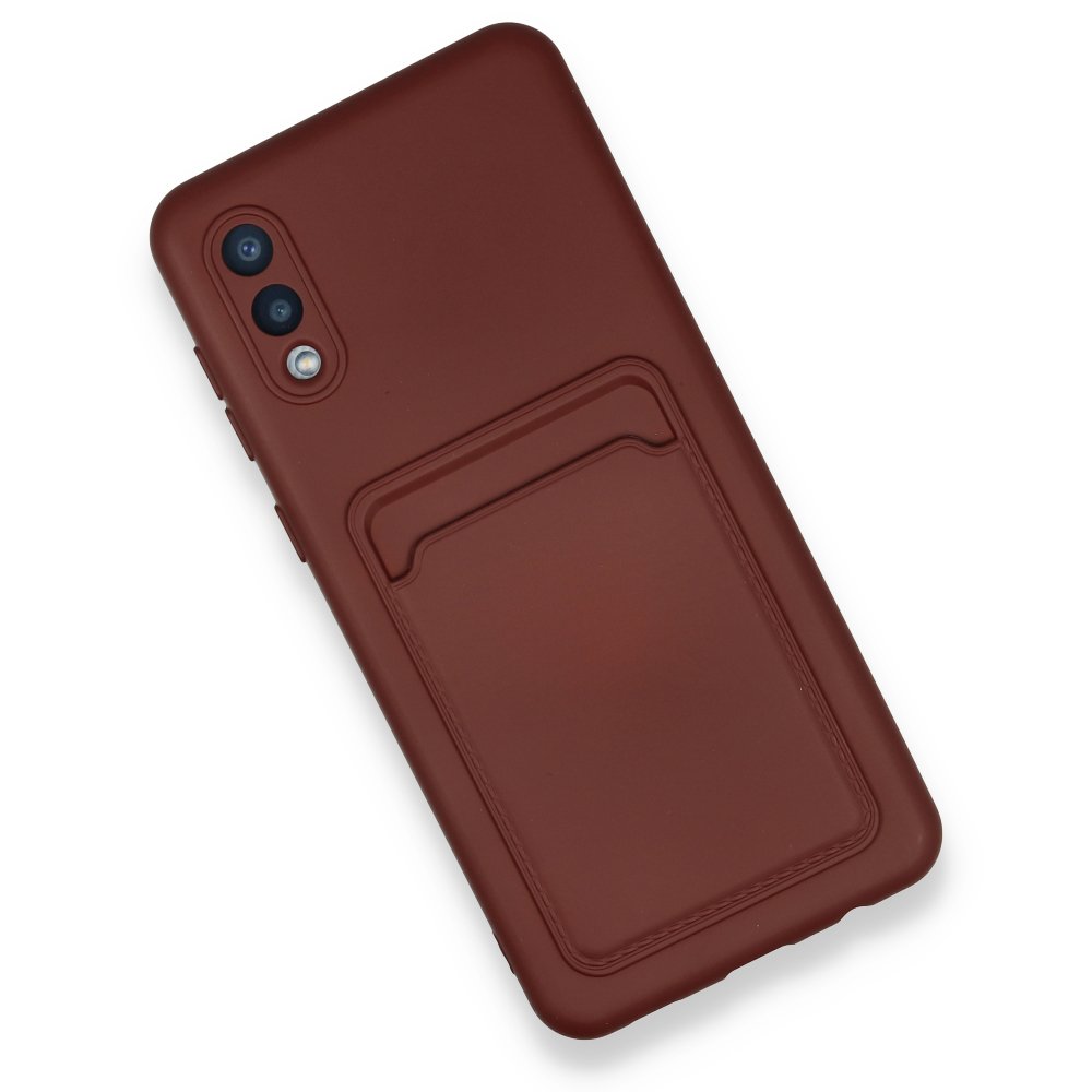  Samsung Galaxy A02 Kılıf Kelvin Kartvizitli Silikon - Bordo