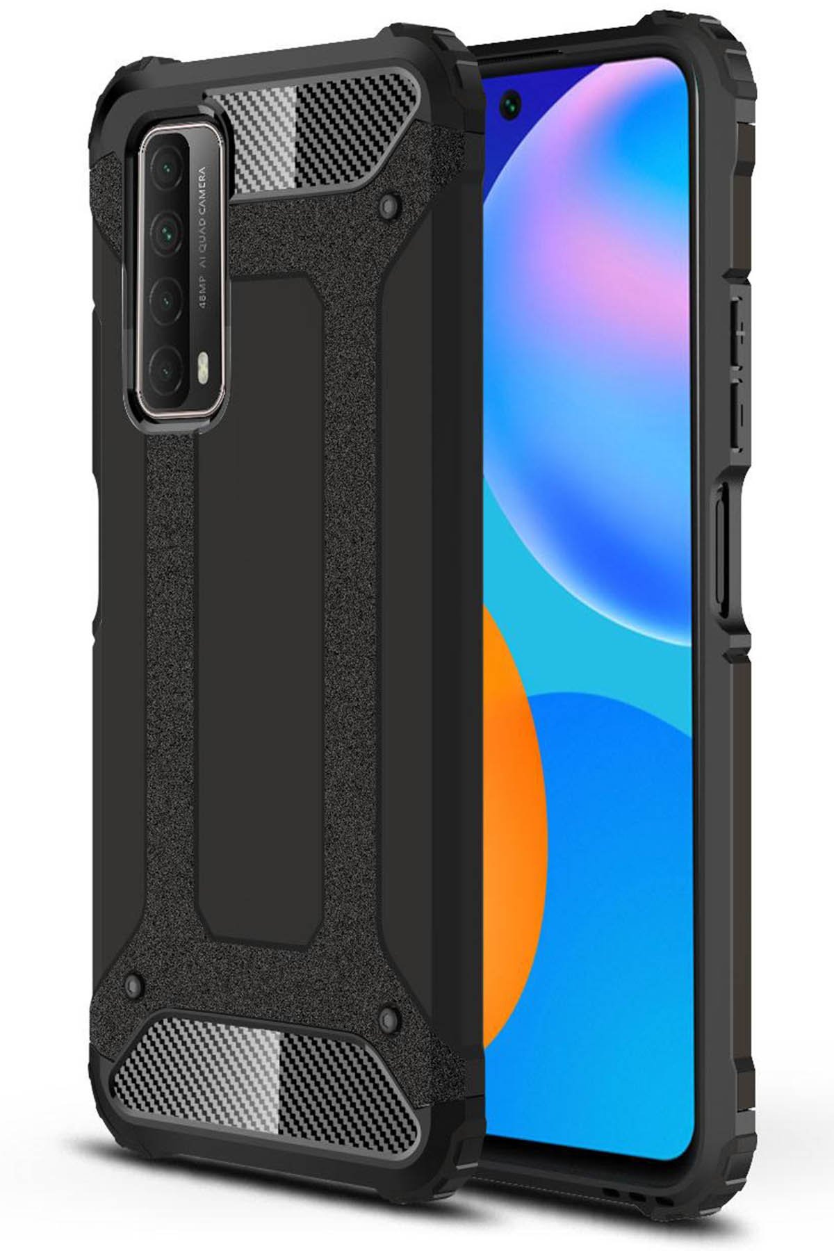 Huawei P Smart 2021 Kılıf Tank Silikon Kapak - Siyah  Huawei P Smart 2021 Kılıf Tank Silikon Kapak - Siyah