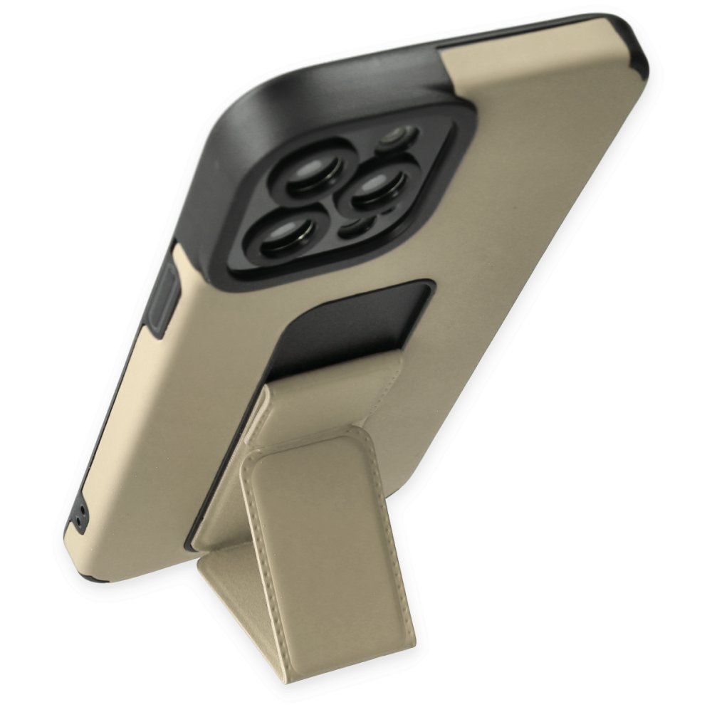  iPhone 12 Pro Max Kılıf Mega Standlı Silikon - Gold
