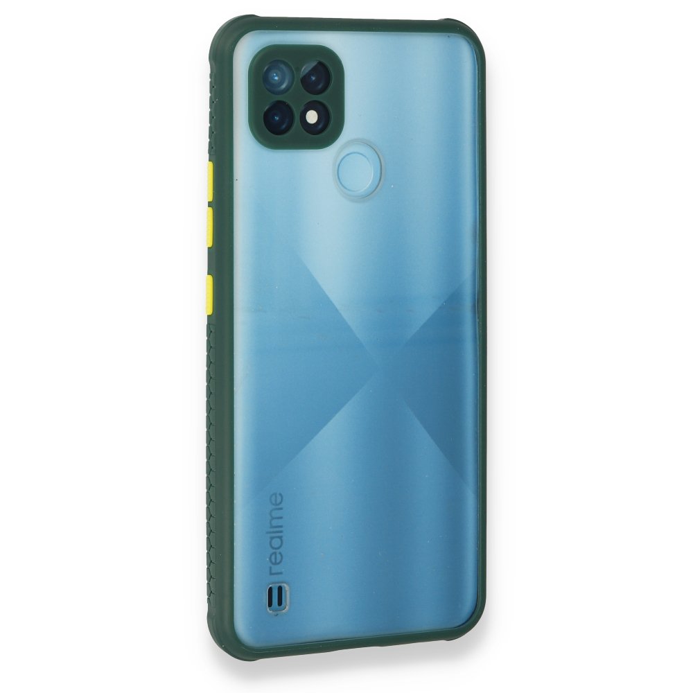 Realme C21 Kılıf Miami Şeffaf Silikon - Koyu Yeşil Realme C21 Kılıf Miami Şeffaf Silikon - Koyu Yeşil