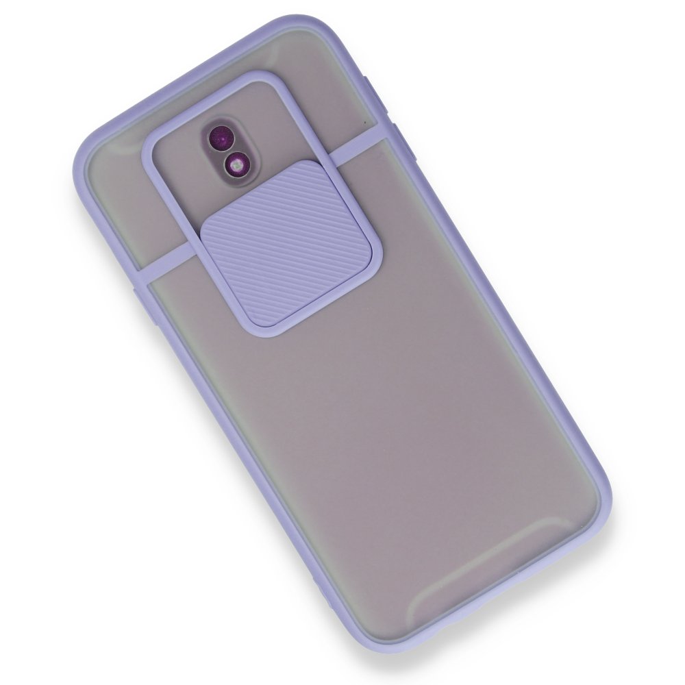  Samsung Galaxy J7 Pro / J730 Kılıf Palm Buzlu Kamera Sürgülü Silikon - Lila