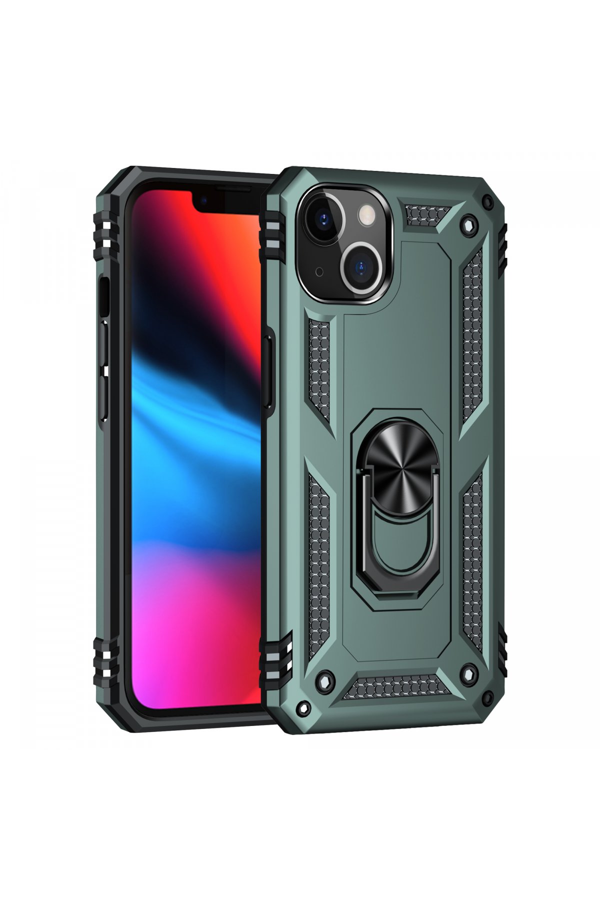 iPhone 14 Plus Kılıf Sofya Yüzüklü Silikon Kapak - Yeşil iPhone 14 Plus Kılıf Sofya Yüzüklü Silikon Kapak - Yeşil