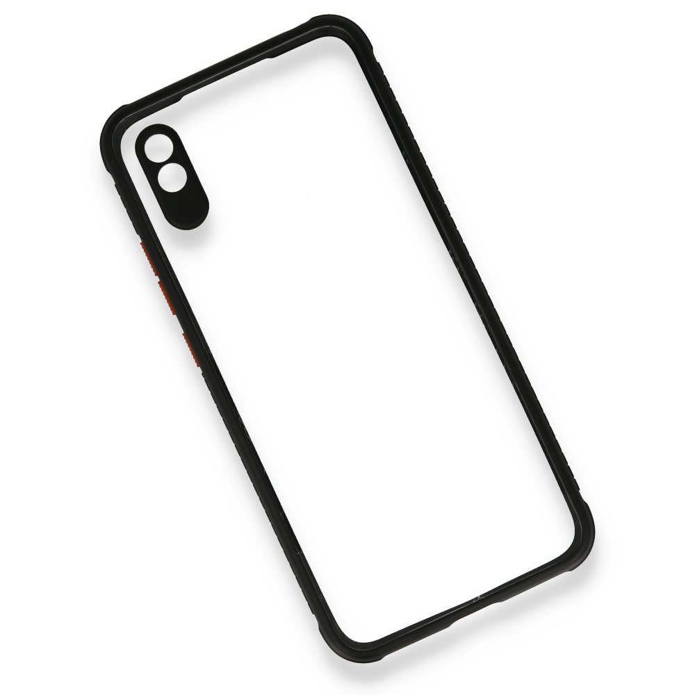 Redmi 9A Kılıf Miami Şeffaf Silikon - Siyah Redmi 9A Kılıf Miami Şeffaf Silikon - Siyah