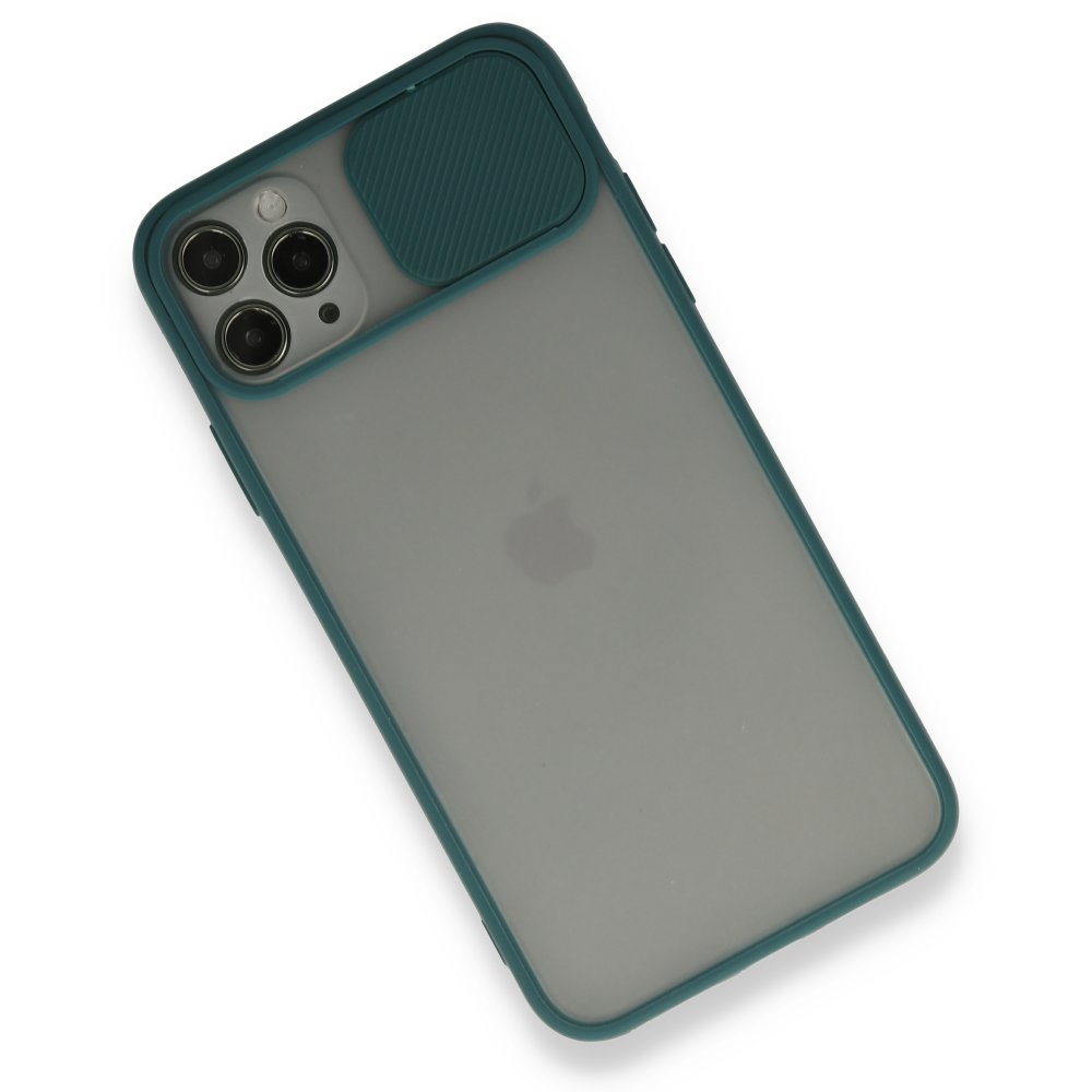  iPhone 11 Pro Kılıf Palm Buzlu Kamera Sürgülü Silikon - Yeşil
