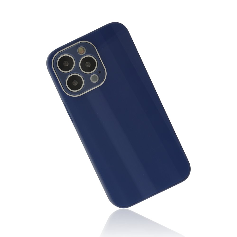  iPhone 14 Pro Max Kılıf Glass Kapak - Lacivert