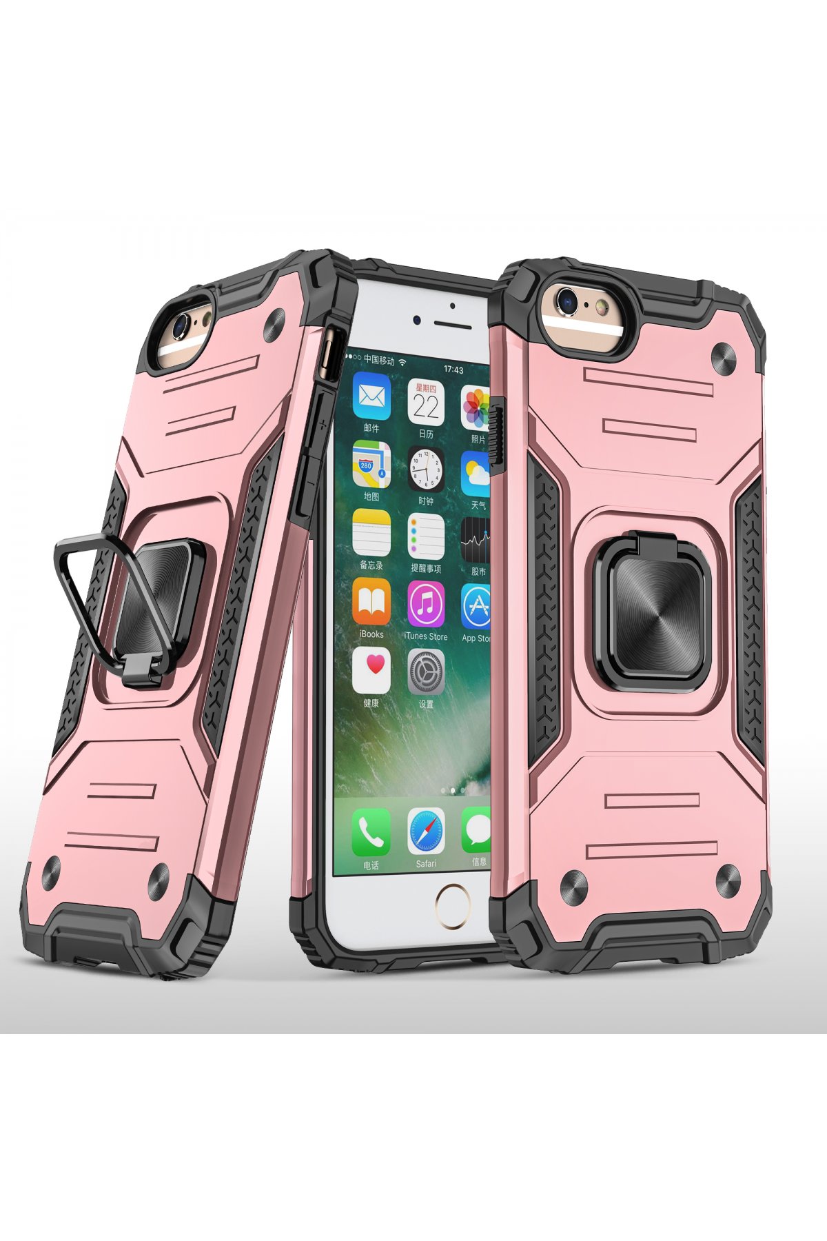 iPhone 6 Plus Kılıf Zegna Yüzüklü Silikon Kapak - Rose iPhone 6 Plus Kılıf Zegna Yüzüklü Silikon Kapak - Rose