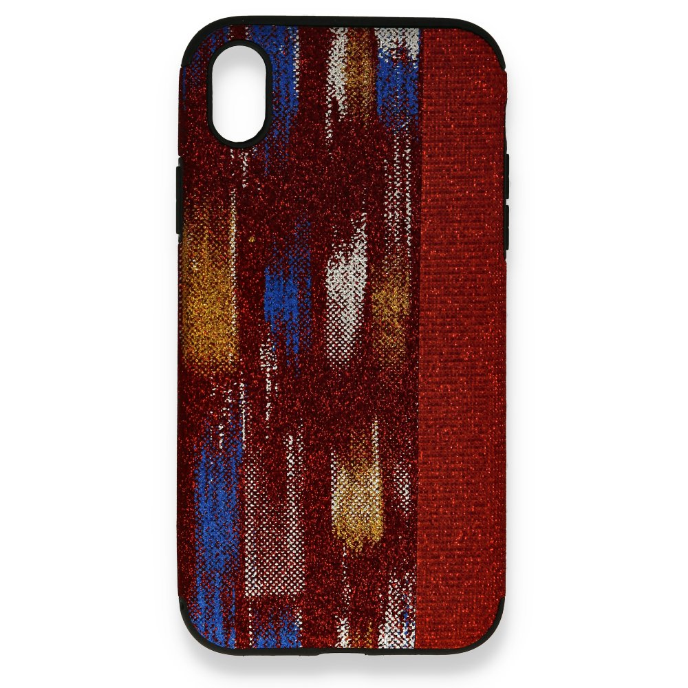  iPhone XR Kılıf Ottoman Simli Silikon - Kırmızı