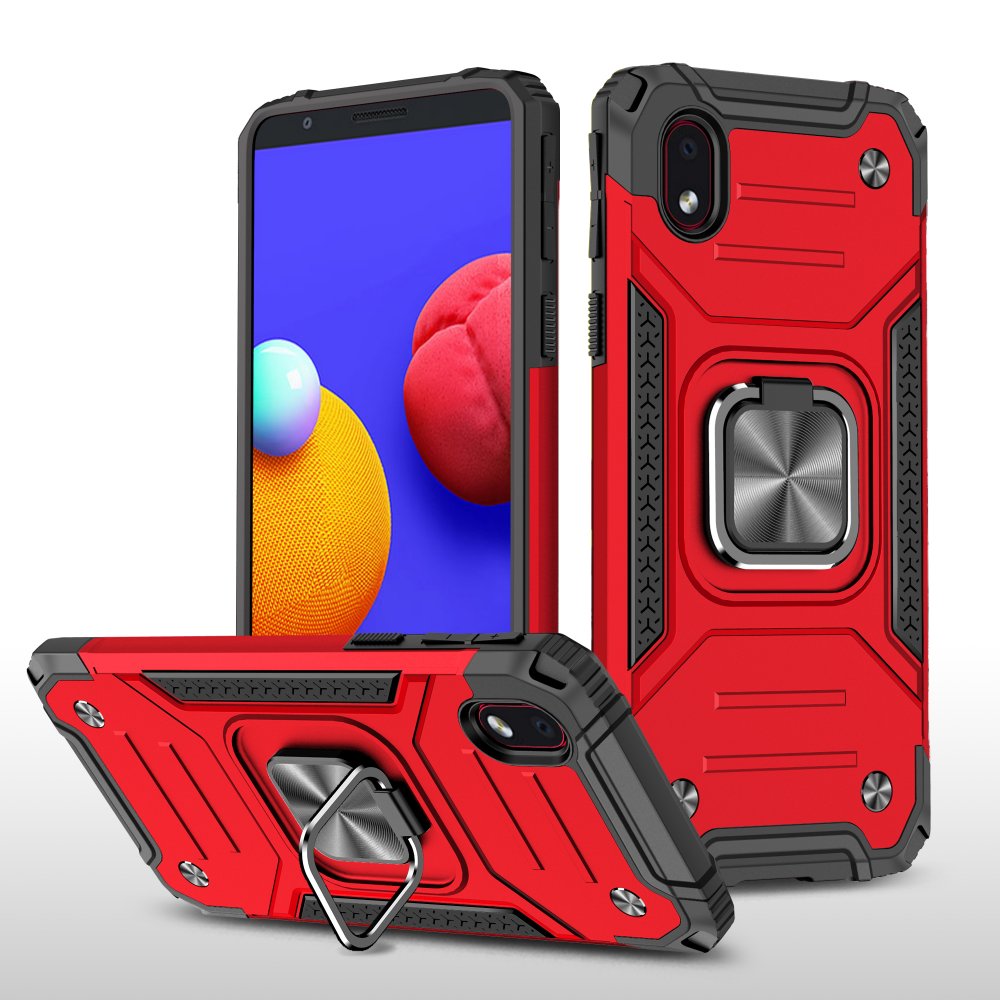  Samsung Galaxy A01 Core Kılıf Zegna Yüzüklü Silikon Kapak - Kırmızı
