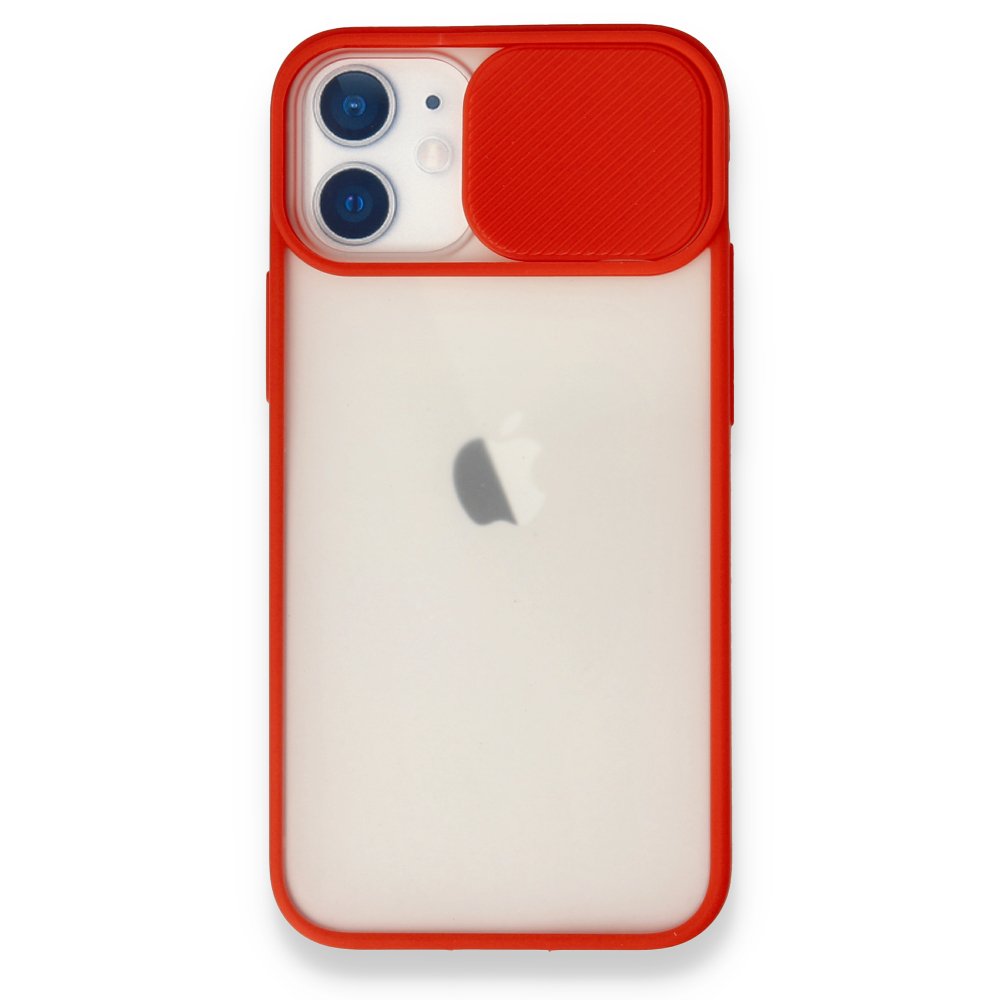  iPhone 11 Kılıf Palm Buzlu Kamera Sürgülü Silikon - Kırmızı