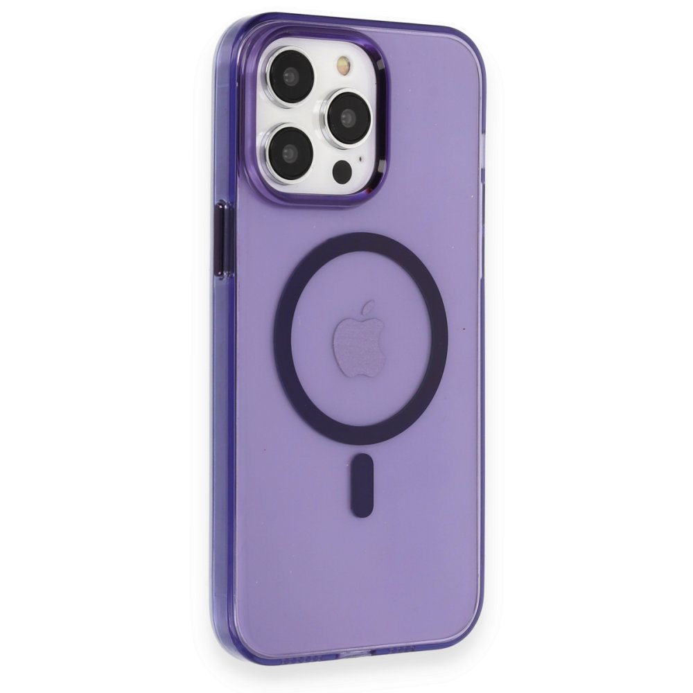  iPhone 14 Pro Kılıf Tron Şeffaf Magsafe Kapak - Derin Mor