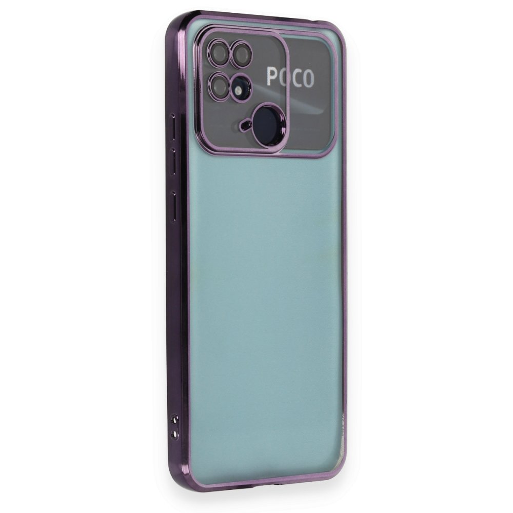 Xiaomi Poco C40 Kılıf Razer Lensli Silikon - Mor Xiaomi Poco C40 Kılıf Razer Lensli Silikon - Mor