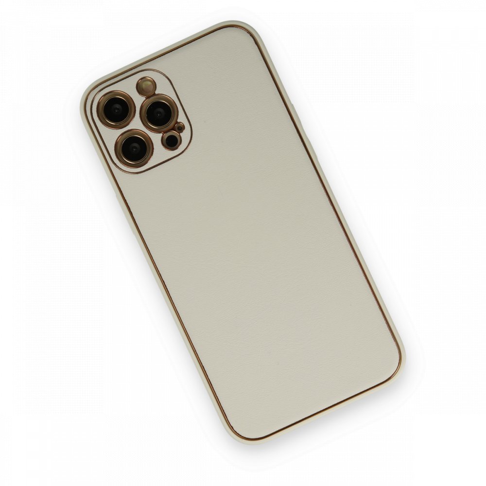  iPhone 12 Pro Max Kılıf Coco Deri Silikon Kapak - Beyaz