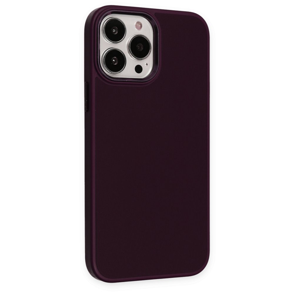  iPhone 13 Pro Max Kılıf Asya Deri Silikon - Mürdüm