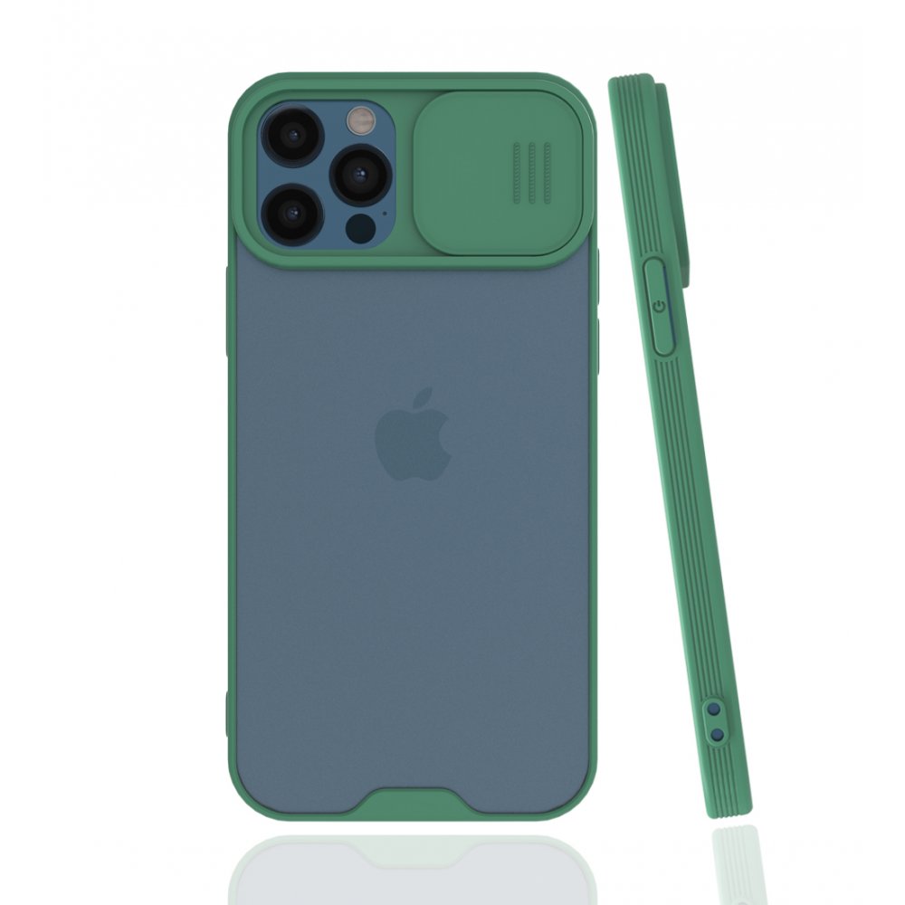  iPhone 12 Pro Kılıf Platin Kamera Koruma Silikon - Yeşil
