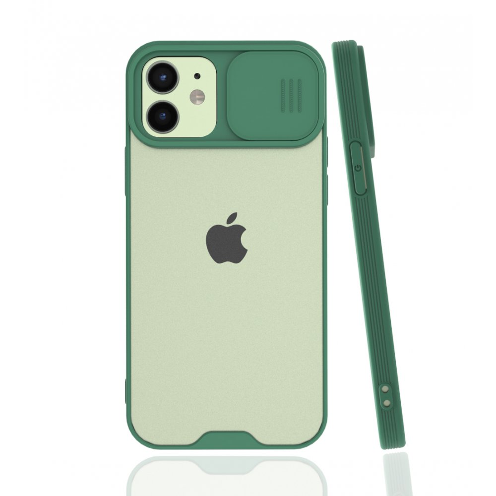  iPhone 12 Kılıf Platin Kamera Koruma Silikon - Yeşil