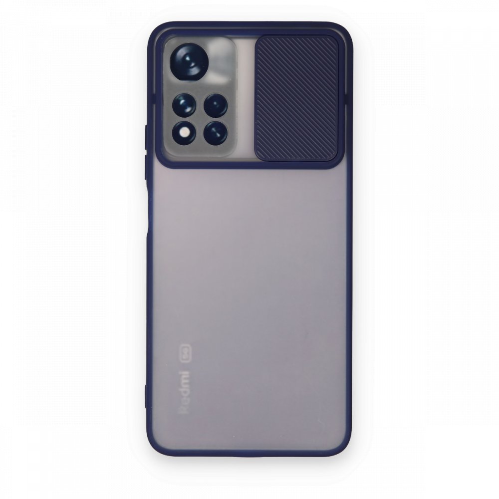  Xiaomi Poco M4 Pro 5G Kılıf Palm Buzlu Kamera Sürgülü Silikon - Lacivert