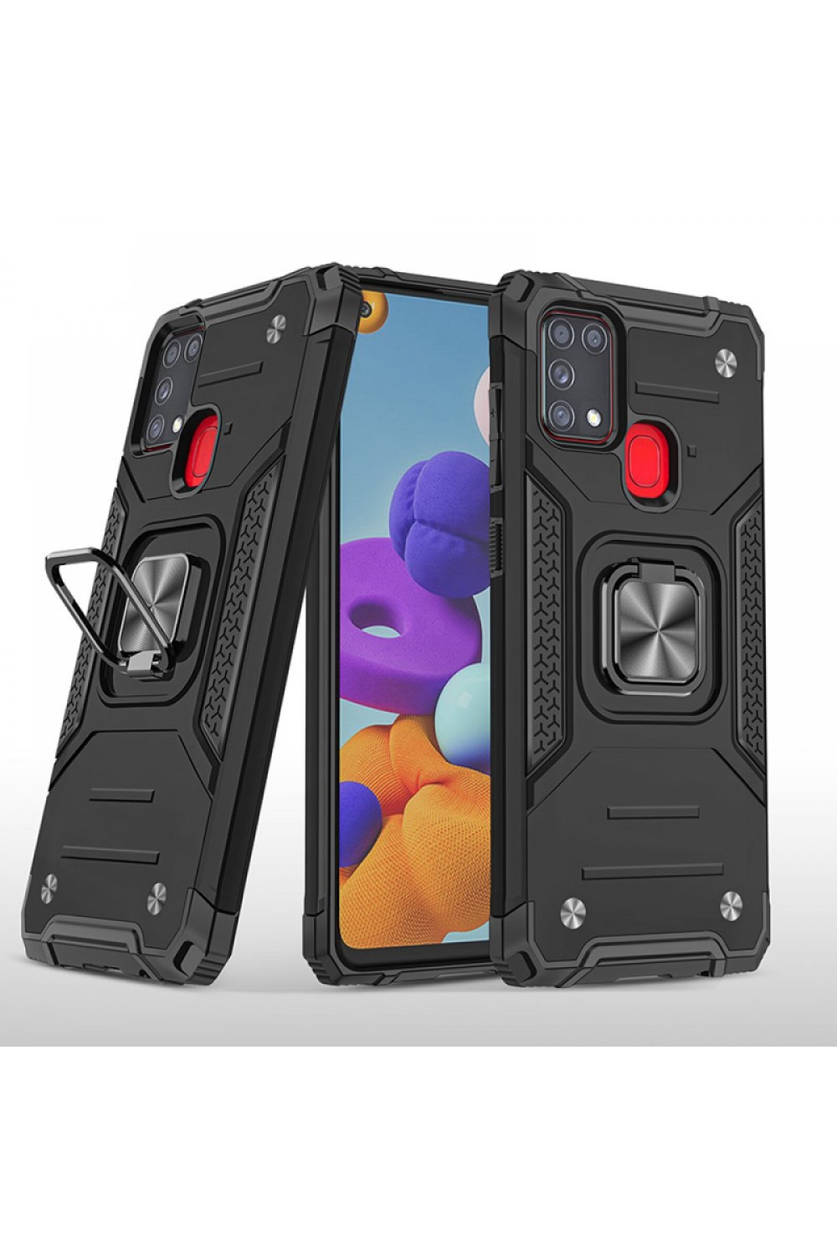  Samsung Galaxy M31 Kılıf Zegna Yüzüklü Silikon Kapak - Siyah