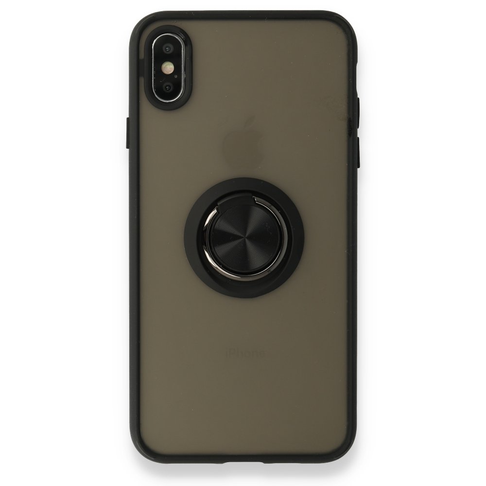 iPhone XS Max Kılıf Montreal Yüzüklü Silikon Kapak - Siyah  iPhone XS Max Kılıf Montreal Yüzüklü Silikon Kapak - Siyah
