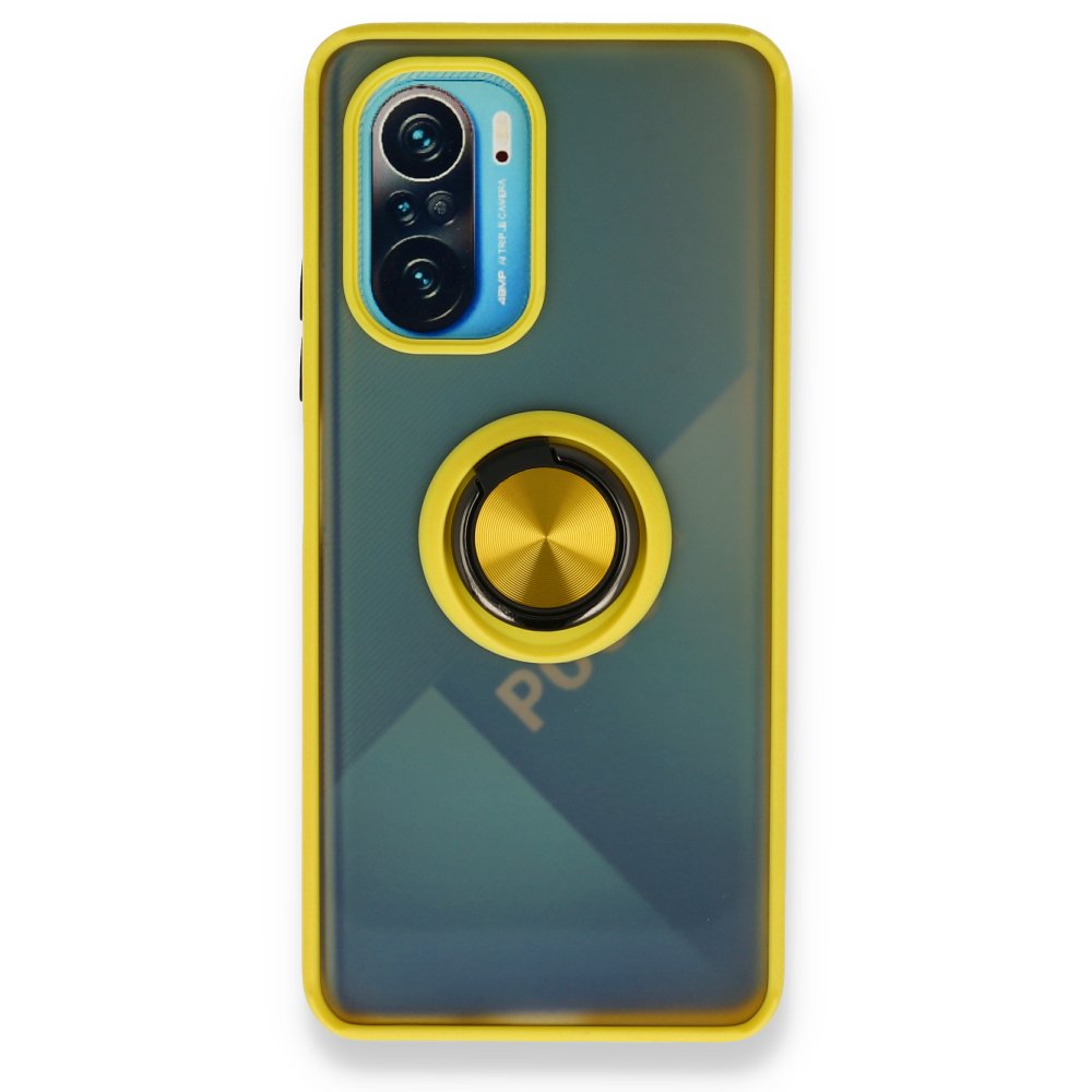  Xiaomi Poco F3 Kılıf Montreal Yüzüklü Silikon Kapak - Sarı