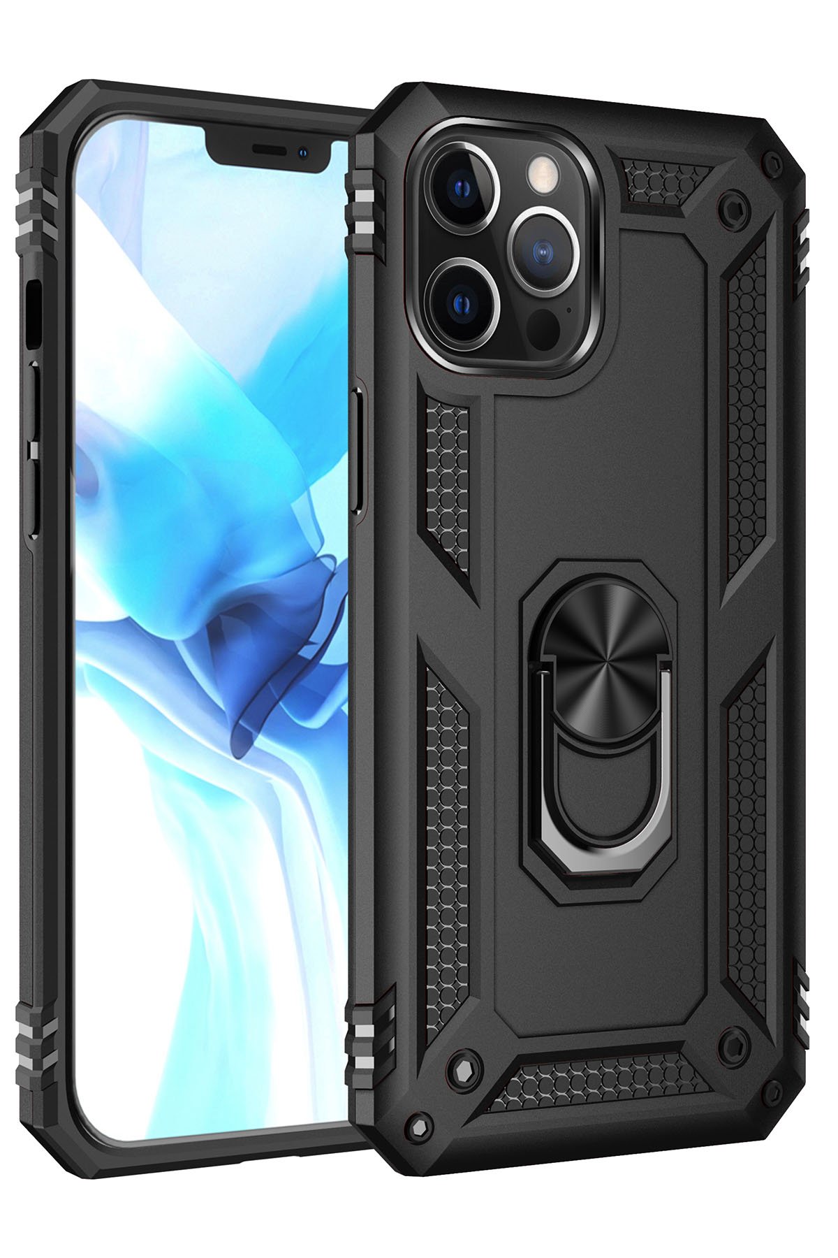 iPhone 12 Pro Kılıf Sofya Yüzüklü Silikon Kapak - Siyah iPhone 12 Pro Kılıf Sofya Yüzüklü Silikon Kapak - Siyah