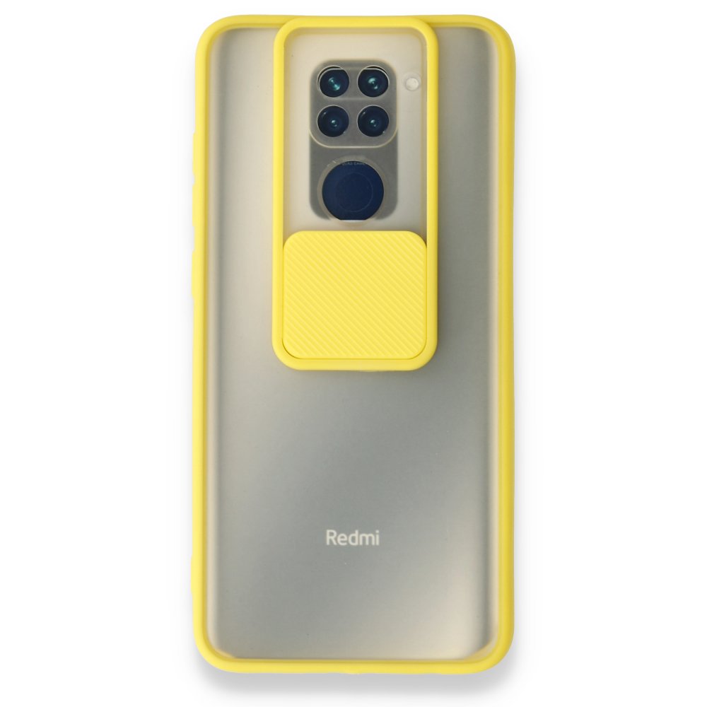 Redmi Note 9 Kılıf Palm Buzlu Kamera Sürgülü Silikon - Sarı