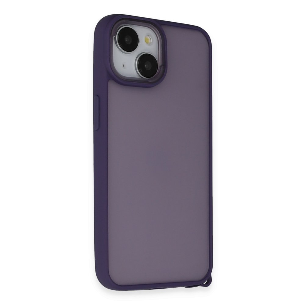  iPhone 15 Kılıf Elegant Kapak - Derin Mor