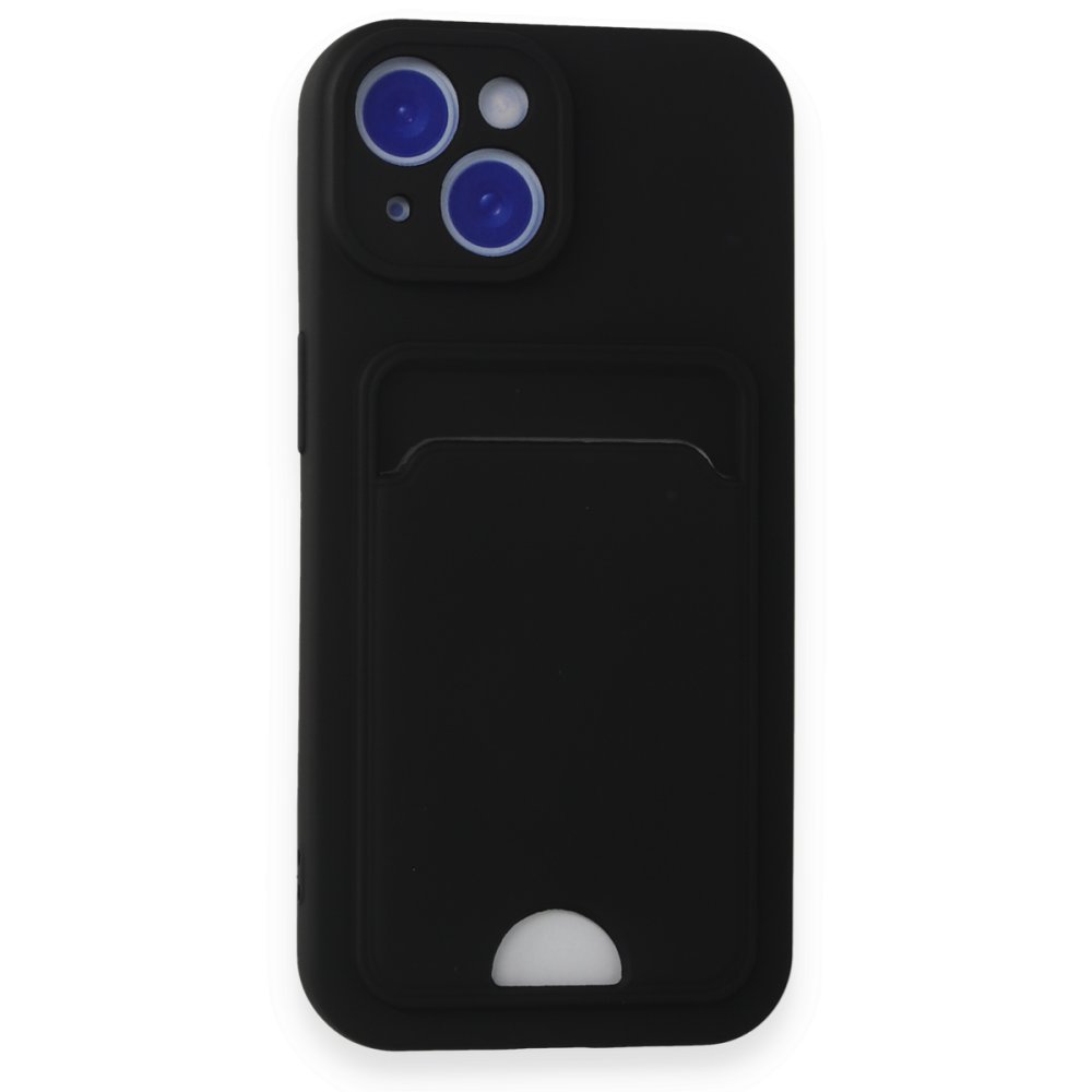  iPhone 14 Kılıf Kelvin Kartvizitli Silikon - Siyah
