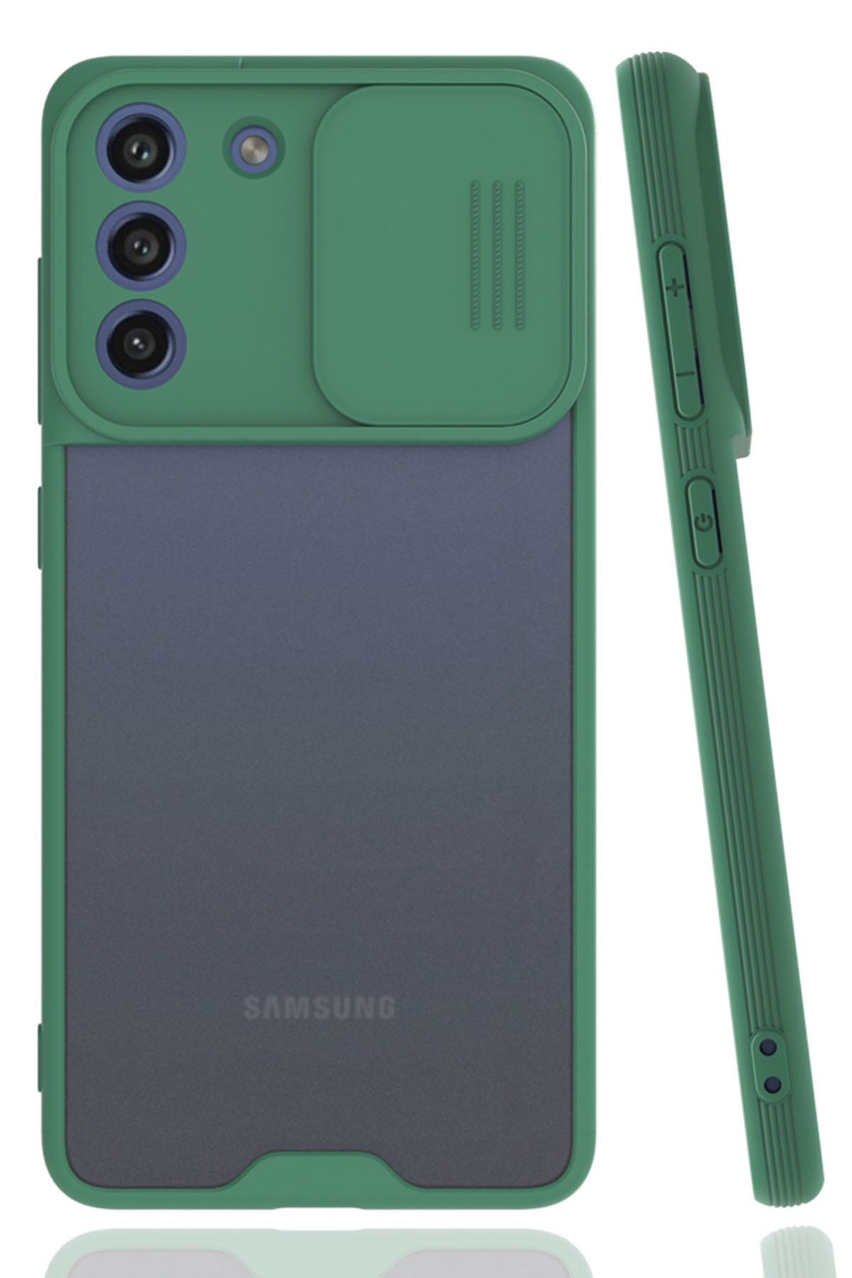  Samsung Galaxy S21 FE Kılıf Platin Kamera Koruma Silikon - Yeşil