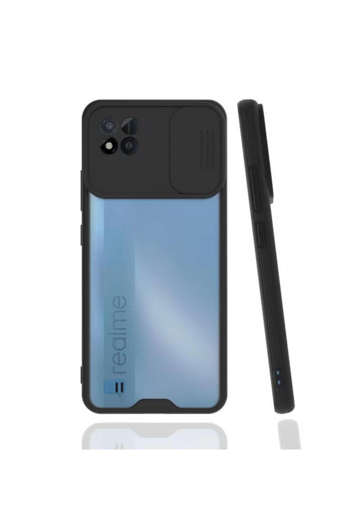  Realme C11 2021 Kılıf Platin Kamera Koruma Silikon - Siyah