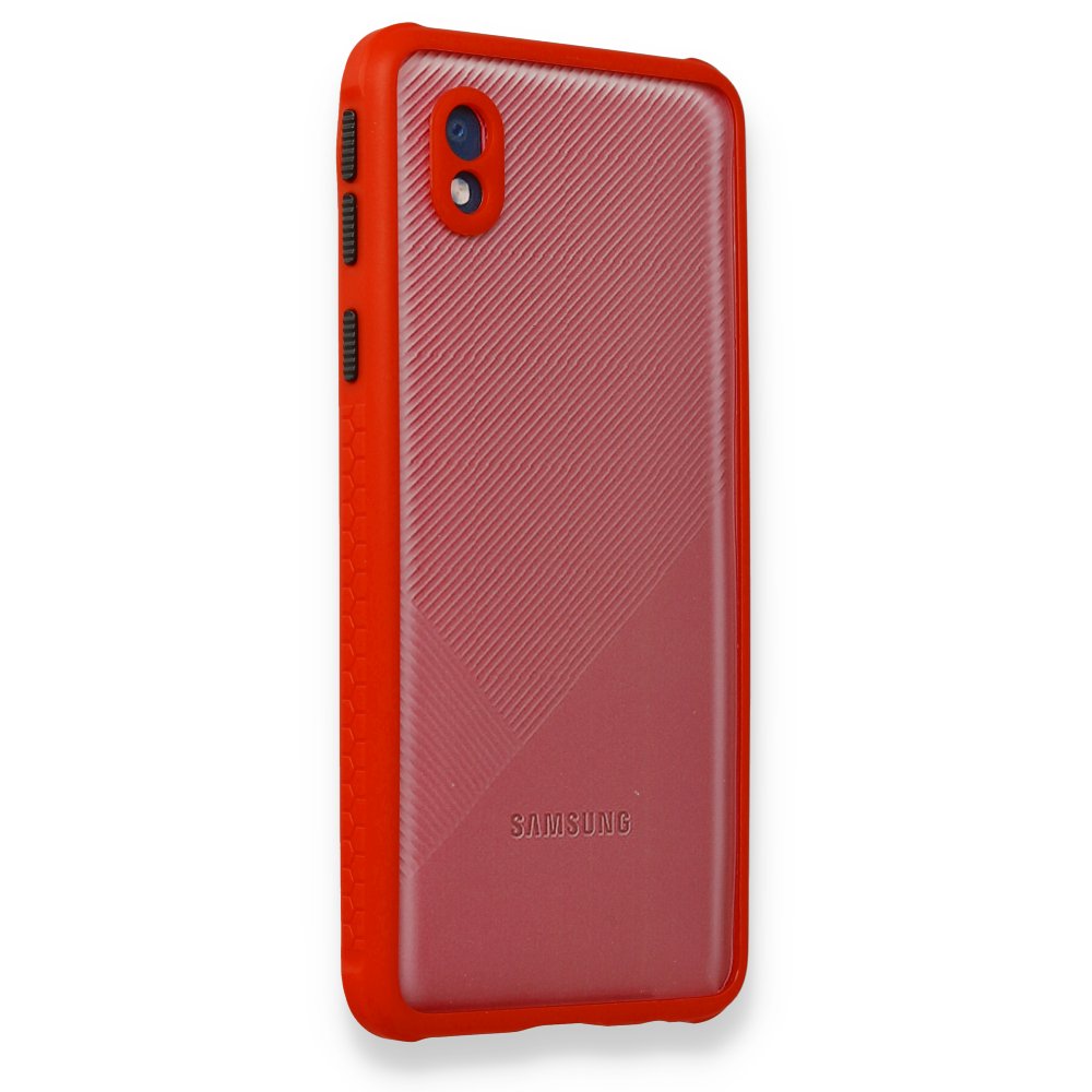  Samsung Galaxy A01 Core Kılıf Miami Şeffaf Silikon - Kırmızı