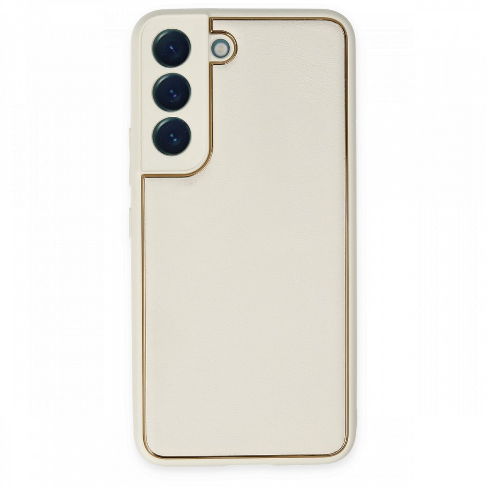  Samsung Galaxy S22 Plus Kılıf Coco Deri Silikon Kapak - Beyaz