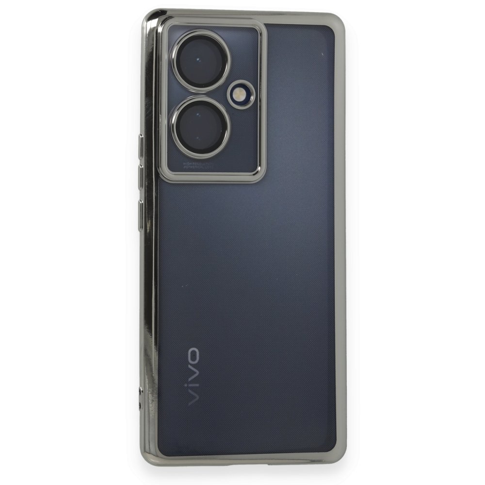  Vivo V29 Lite Kılıf Razer Lensli Silikon - Gümüş