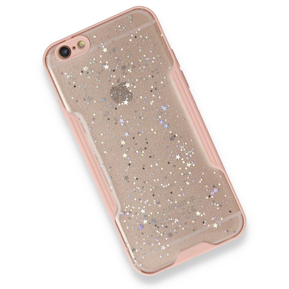  iPhone 6 Kılıf Platin Simli Silikon - Pembe